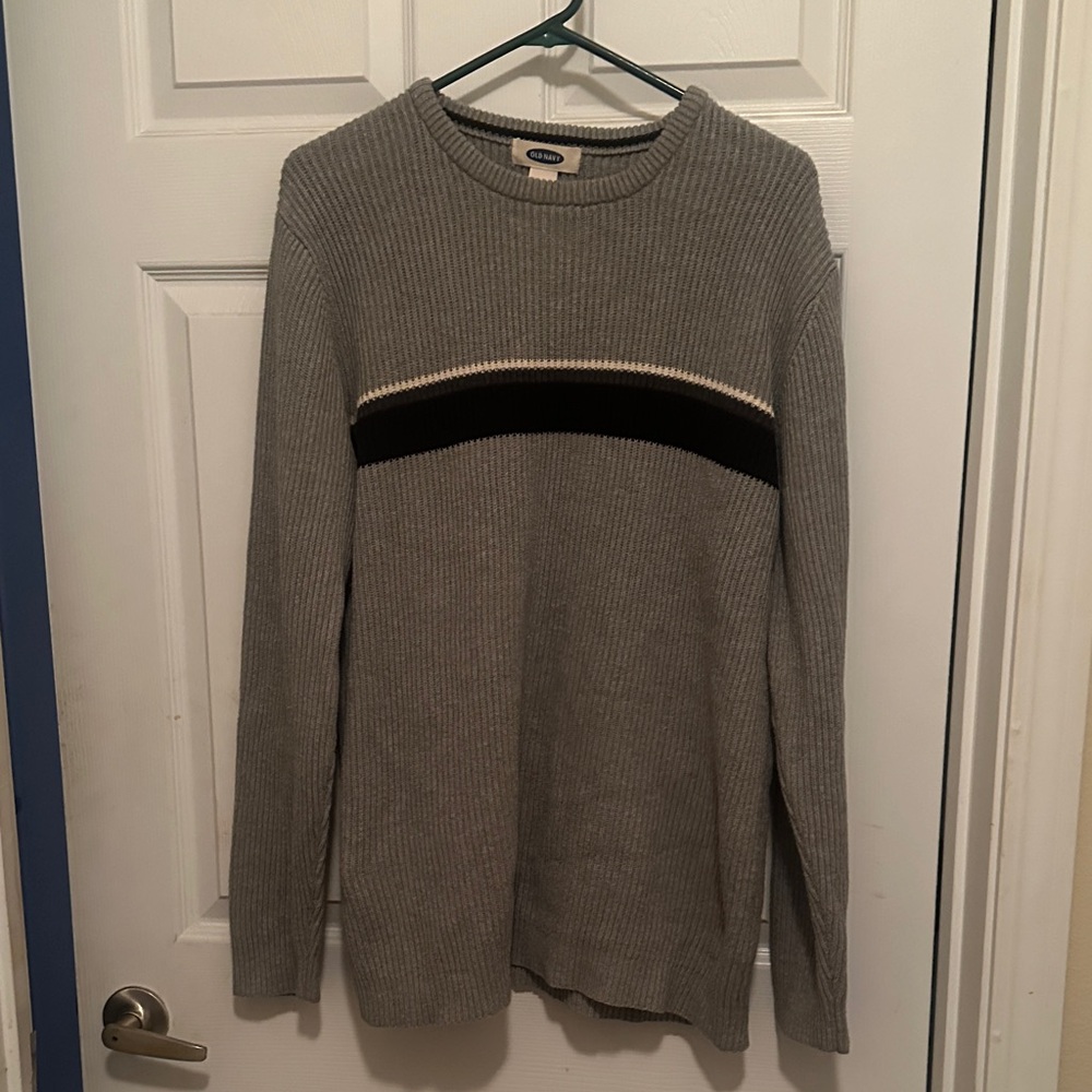 Vintage Y2K Old Navy Gray Ribbed Crewneck Sweater